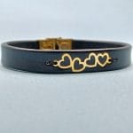 دستبند چرم چهار قلب
