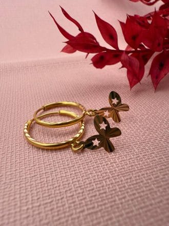 گوشواره حلقه ای با آویز پروانه