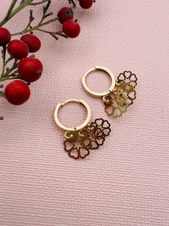 گوشواره حلقه ای با آویز گل قلب