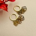گوشواره حلقه ای با آویز گل رز