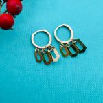 گوشواره حلقه ای با آویز شش ضلعی