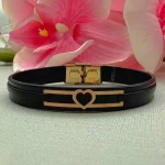 دستبند چرم مستطیل قلب