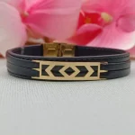 دستبند چرم مستطیل مثلث