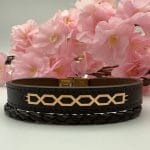 دستبند چرم قهوه ای لوزی