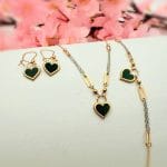 گوشواره مینا کاری قلب مشکی