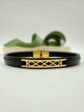 دستبند چرم لوزی مستطیل