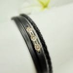 دستبند چرم بیضی ۳ گل